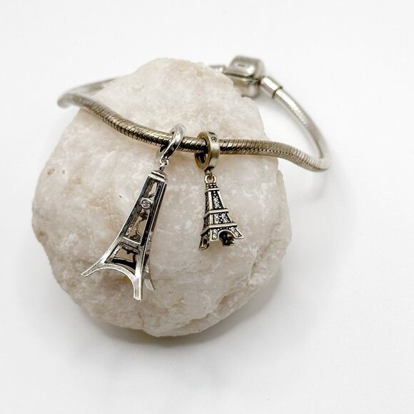 Sterling Silver Paris‎ Charms Eiffel Tower Charm Bracelet - Picture 3 of 7